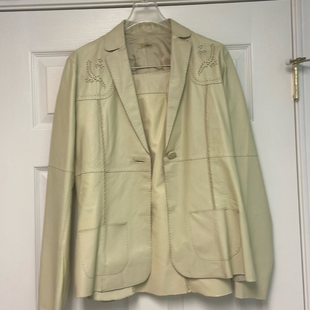 $10 OFF TODAY!!  
EUC All leather 2 piece jacket and skirt suit.